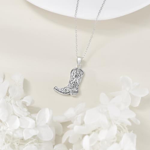 Boots Necklace Sterling Silver Western Boots Pendant Fashion Jewelry Gifts for Women Men4