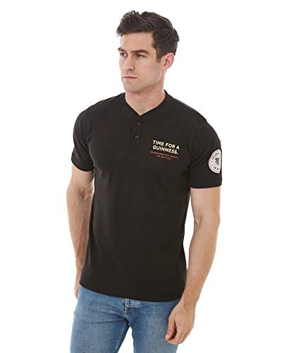 Guinness Limited Edition Black Henley Style Tee with Splatter Back Print (Medium)