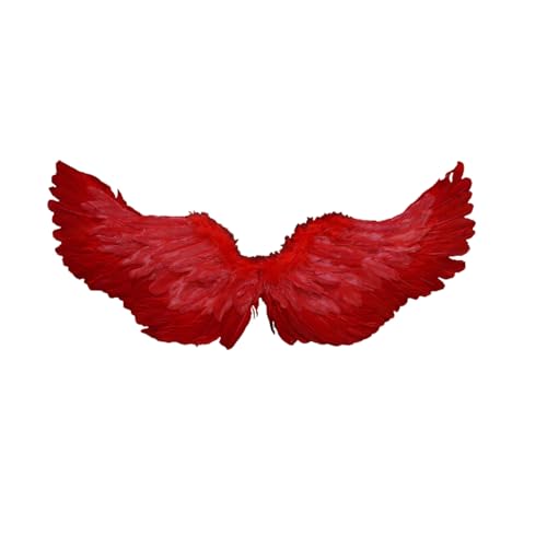 Tudegy Angel Wings Fairy Wings Outfit Angel Accessories Feather Wing with Elastic Straps Fallen Angels Costume Men Women Halloween Costume Accessory (red)