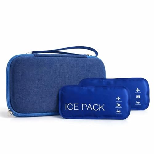 Image of Insulin Cooler Travel Case with 2 Ice Packs TSA Approved Hard Shell Diabetic Medication Bag for Insulin Pens Syringes and Tablets Compatible with Ozempic Mounjaro (Blue Small)