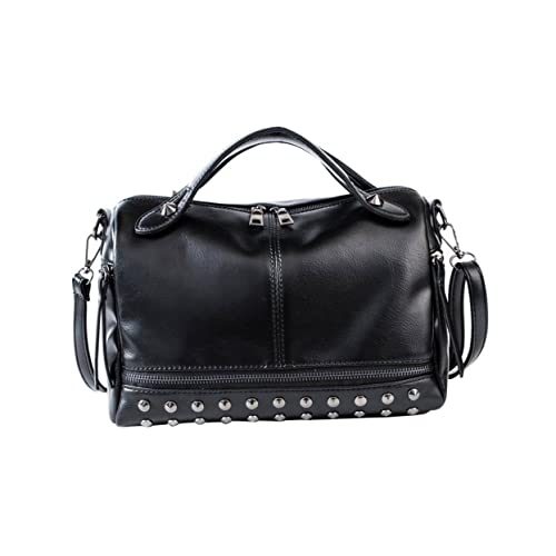 Sac bandoulière en PU noir à rivets Veemoon | Petit sac de rangement léger pour femme