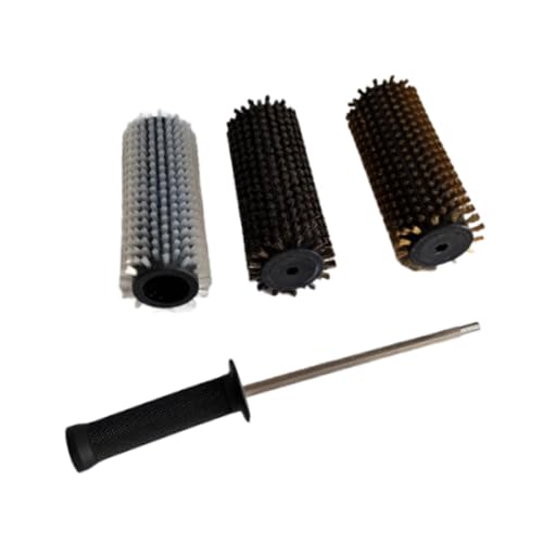 QSTDGVPW Ski Brush Kit Snowboard Waxing Brush Set with Axle Handle Efficient Three Replacement Brushes Practical Ski Waxing Brushes