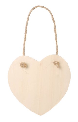 Darice Wood Heart with Jute Hanger, One Size, Natural