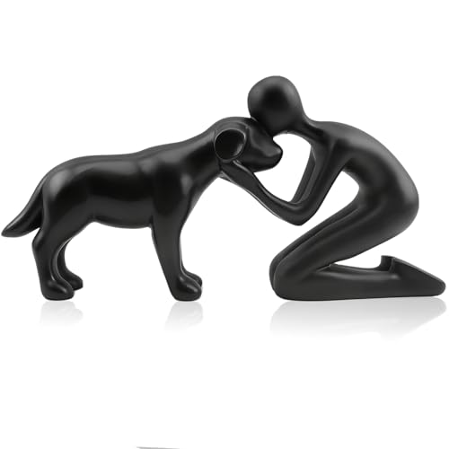 Lovin Product Hund & Ich Statue – Schwarze Skulptur Deko für Zuhause, Niedliches...