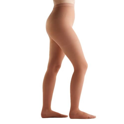Image of EvoNation Women's Sheer Compression Pantyhose 8-15 mmHg Mild Support Hose | Sheer nylon-spandex fabric with double-plush waistband, sandalfoot toe, ventilated crotch and reinforced heel for comfort