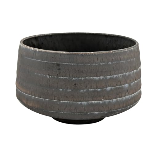 Mino Ware 504-27 Matcha Bowl, Matcha Rice Bowl, Diameter Approx. 4.7 inches (12 cm), Rust Crystal, Black, Made in Japan