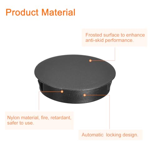 Image of uxcell 40mm /1.57 inch Plastic Hole Plugs, 10Pcs Flush Type Panel Round Snap in Fastener Knockout Locking Plugs for Furniture Insert End Caps Panels, Black