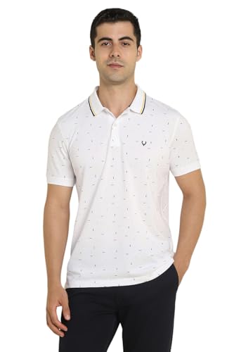 Image of Allen Solly Men's Polo T-Shirt | Polycotton Blend | Color-Block Print | Regular Fit | Smart Casual Wear