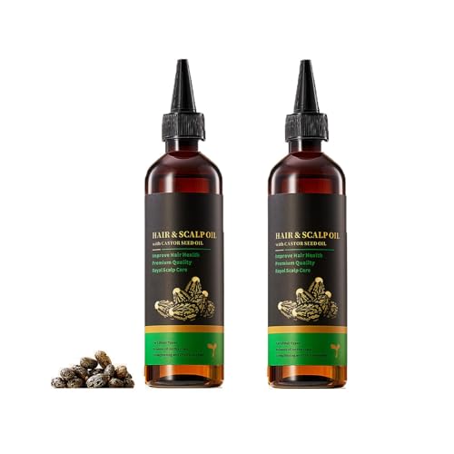 Aceite de ricino para cabello y cuero cabelludo: tratamiento premium para el crecimiento y engrosamiento del cabello y la salud del cuero cabelludo, para todo tipo de cabello - 100 ml (2 PCS)