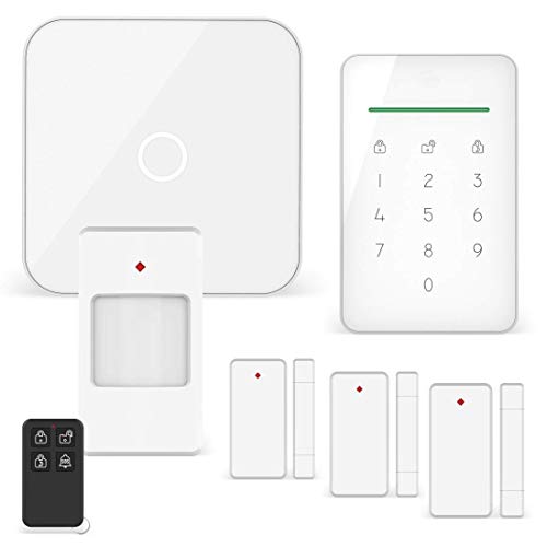 AS90S Home+ Smart Alarmanlage-WiFi-GSM Funktion-Bestens getestet-Mit Basisstation, Bedieneinheit, Bewegungsmelder, 3X Tür-/Fensterkontakt und