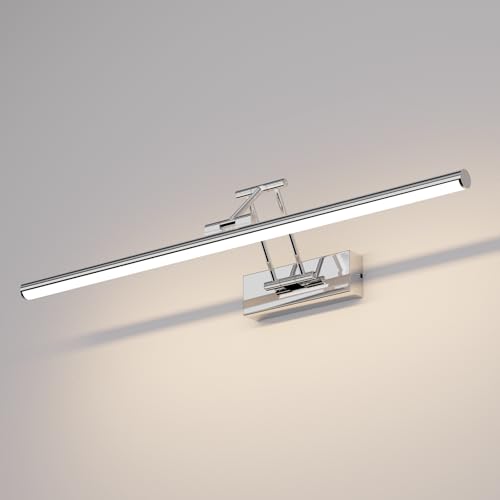 Klighten LED Lámpara de Espejo LED 60cm, Luz LED para espejo 20W 1500 LM,Lamparas Espejo Giratorias para Baño IP44,Aplique de Espejo de Baño,Blanco neutro 4000K,Chrome