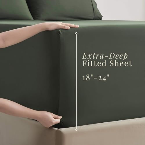 Image of Hearth & Harbor Bed Sheets, Luxury Soft 6 Piece Bed Sheet Set Extra Deep Pocket Fitted Sheets Fits Mattress up to 21 inch, Double Brushed Bedding Sheets & Pillowcases,
