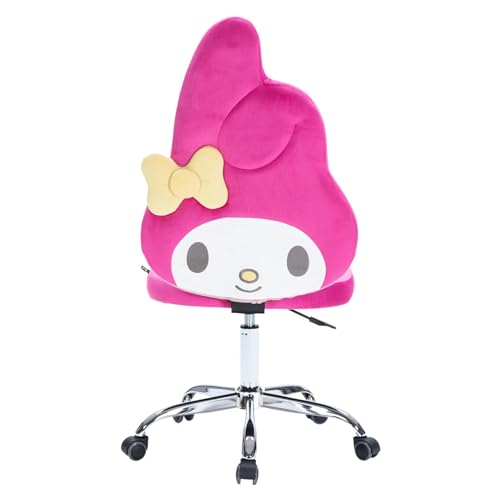 Impressions Vanity My Melody Swivel Vanity Chair for Bedroom, Comfy Makeup Desk Chair with Adjustable Height, 360 Degree Spin with Velvet Vanity Seat, and 5 Smooth Rolling Wheels (Magenta)