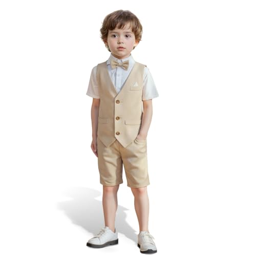 Image of Nwada Boys Suit Toddler Dress Clothes Shirt with Bow Tie, Dress Pants Sets Kids Gentleman Outfit suits