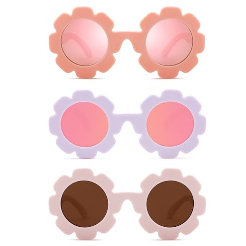 Image of Hycredi Flexible Bendable Flower Baby Polarized Sunglasses with Strap for Newborn Infant Girls Age 0-24 Months