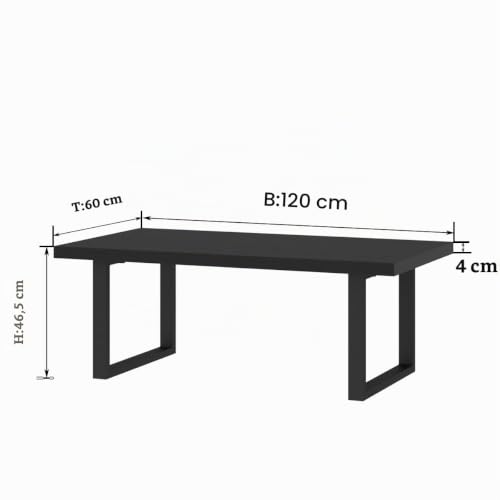 IBF 120 cm Schwarz Industrial Couchtisch Wohnzimmertisch Sofatisch – Ansicht 2