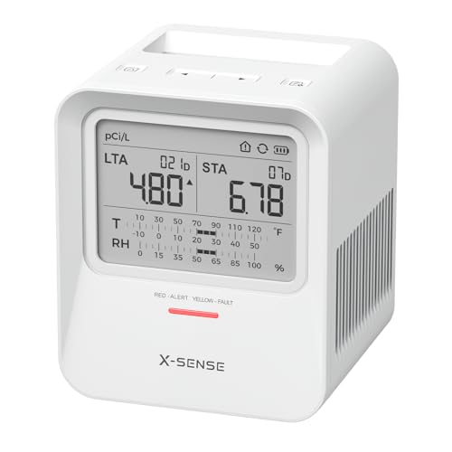 X-Sense Radon Detector, Audible & Visual Alerts, One-Touch Reset, Stores Up to 99 Local Reports, with Temperature & Humidity Range Display, Long-Term Accurate Monitoring Up to 999 Days, Model XR0B-SR
