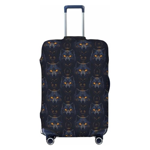 Luggage Cover Protector - Golden Eye Wolf Head Print Fit 18-21 Inch Suitcase Covers for Luggage