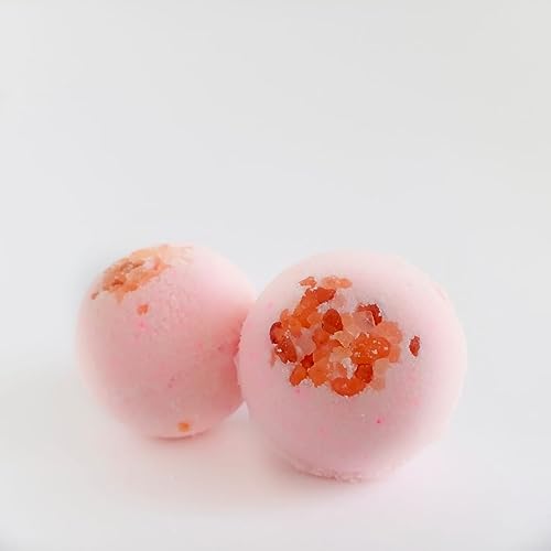 Image of Bath Bombs for Bath Tub - Pack of 3 Fizzy Aromatic Bath Bombs with Lavender Buds - Pink Salt, Epsom Salt, Dead Sea Salt - Free from SLS, 75g Each - Perfect Bath Gift