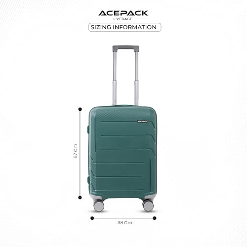 Image of ACEPACK Orion Polypropylene (PP) Cabin Suitcase 55 cm | Lightweight Hard Shell Trolley Bag with 360 Silent Spinner Wheels, Number Lock, Telescopic Handle & Corner Guards | 30-45L Carry-On Luggage
