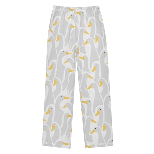 Goose Print Boys Long Pants Soft Trousers Elastic Waist Kids Lounge Bottoms with Pockets S-XL