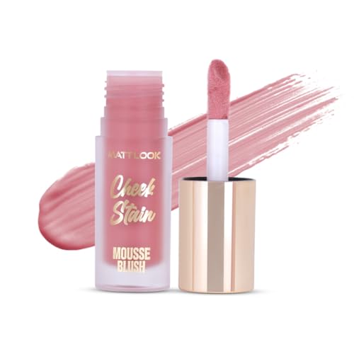 Image of MATTLOOK Cheek Stain Mousse Blush | Vitamin E | Natural Radiant Finish | Infused With Hyaluronic acid and vitamin E | Long Lasting Liquid Blusher (Paradise-05,6.5ml)