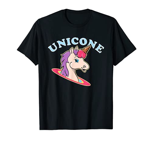 Divertente Unicorno Pun Unicone Carino Pony Con Cono Gelato Maglietta