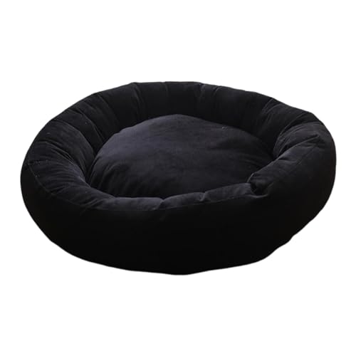 Panier pour chat et tapis de couchage lavable en forme de beignet noir L - 2