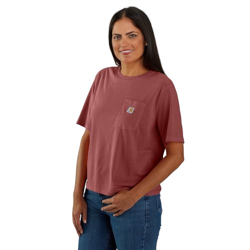 Carhartt Women's Tencel Fiber Series Loose Fit Short-Sleeve Pocket T-Shirt, Barnwood, Medium