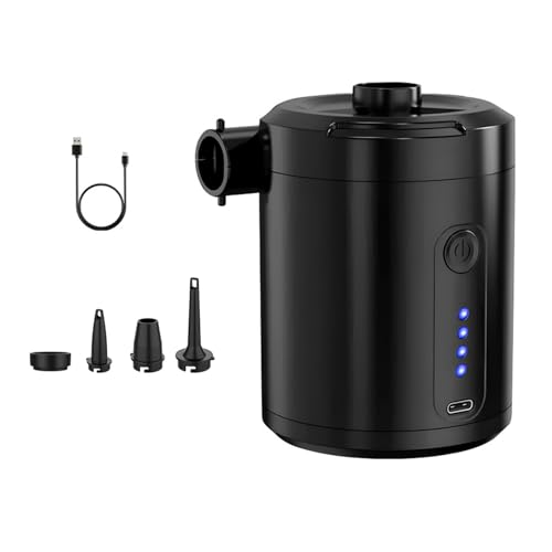 Bombas de aire al aire libre de 5200 mAh de capacidad con adaptador, construcción de ABS, adecuadas para camping, piscina, flotadores, bombas recargables para colchones inflables