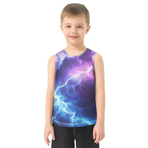 Boys Tank Top Shirts 3D Abstract Graphic Blue Red Print Sleeveless T-Shirts Crew Neck for Kids Clothing Children2