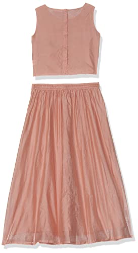 Image of Max Girls Polyester Solid Lehenga Choli with Embroidered Blouse and Zari Detailed Dupatta Readymade