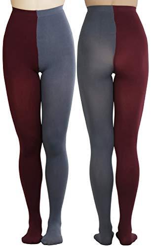 Image of ToBeInStyle Women's Two Toned Vibrant Jester Contrast Opaque Multicolored Tights
