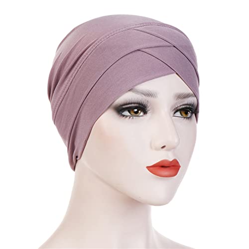 Aoozleny Women Girls Turban Hats Slouchy Sleep Cap Skull-Caps Headwrap Headwear,2 Pieces (Purple+Pink) #TOP3