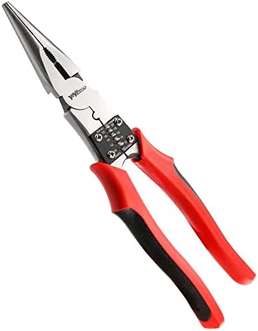 YIYITOOLS - HX-1-003 Needle Nose Pliers with Wire Stripper/Crimper/Cutter Function Multitool, Big Heavy Duty Side Cutting Long Nose Plier, 9 inch