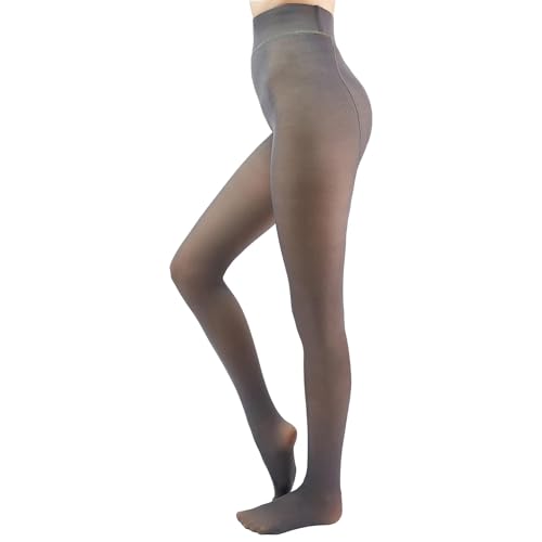 Image of X-CHENG Fleece Lined Tights Sheer Women - Fake Translucent Warm Pantyhose Leggings Sheer Thick Tights for Women