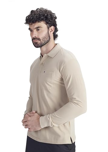 Image of Men's Cotton-Rich Full-Sleeve Polo T-Shirt with Pocket Premium Pique Fabric Casual & Stylish