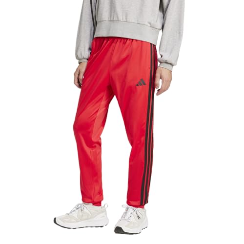 Adidas Mens 3-Stripes Tricot Regular Tapered Sportswear Track Pants, Pure Ruby, X-Small