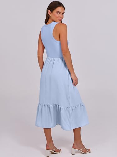 Image of ANRABESS Women Midi Dresses 2026 Summer Casual Sleeveless Sundress High Neck Tank Top Racerback Flowy Beach Dress ＆ Pockets