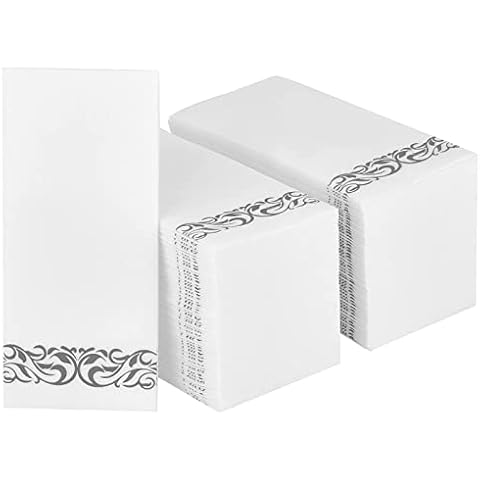MORGIANA 100 PCS Silver and White Napkins Cover