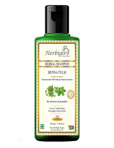 Image of Herbigiri Herbal Henna & Tulsi Shampoo 210ml, Green