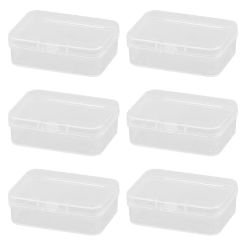 Lotsdonxia Set of 6 Small Rectangular Plastic Containers with Lids Ideal for Storing Beads Business Cards Pills and Other Small Items (6.5 * 4.5 * 2cm)