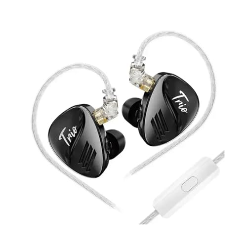 Image of CCA Trio in-Ear Monitor Earphone with Mic, 3 * 8mm Dynamic Driver IEM 4 Tuning Switches HiFi Bass 0.75mm 2Pin Connector 3.5mm Plug Silver Plated Cable for Audiophiles Musician etc. (with Mic - Black)