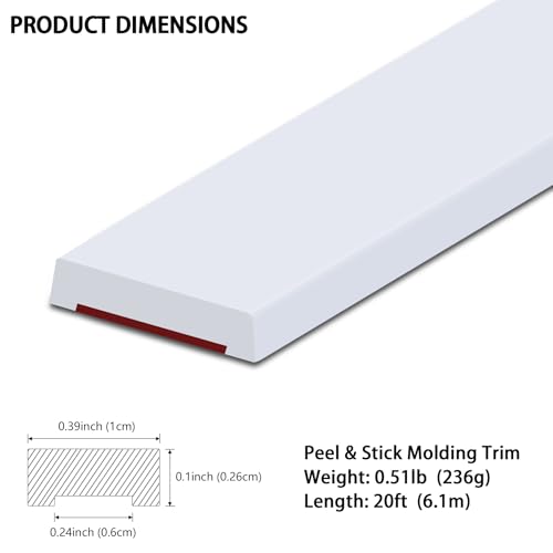 Peel and Stick Tile Edge Molding, Flexible Finish Trim for Wall Border, Mirror Frame, Kitchen Backsplash Edging (White, 20ft x 0.4in) - Image 4