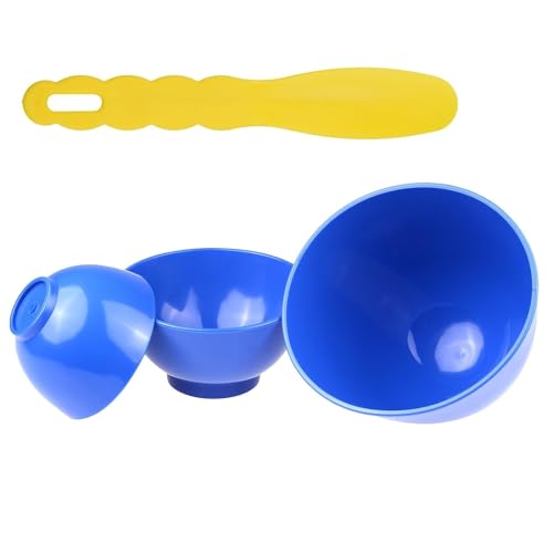 Castanai US Blue One Set Silicone Flexible Rubber Plaster Impression Mixed Alginate Bowl with Spatula (3Pcs)