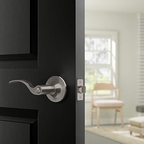 Amazon Basics Shelby Door Lever With Lock, Privacy, Satin Nickel #TOP4