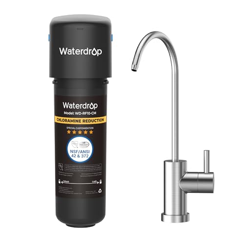 Waterdrop 10UB-CM 6 Months Under Sink Water Filter (Include: System+ 𝐅𝐚𝐮𝐜𝐞𝐭) for 99% Chloramine Reduce- Ideal for California