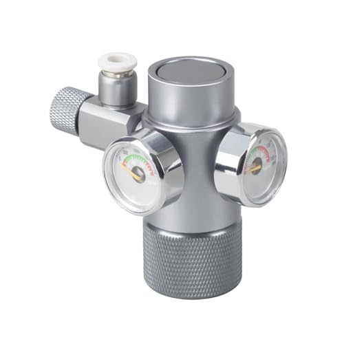 CO2 Regler für Aquarien, W21.8, Mini CO2 Druckregler, Druckmessgerät mit Oberer Öffnung und Rückschlagventil für das Kohlendioxidsystem von Aquarien