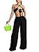 SIMIWALI 2 Piece Outfits for Women Sexy Backless Crop Tops Wide Leg High Waisted Palazzo Pants Sleeveless Set Fashion 2023