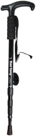 Metro Shop Retractable Crutch with Measurement Printed on Pole and Enclosed skidproof Base Pad - Black